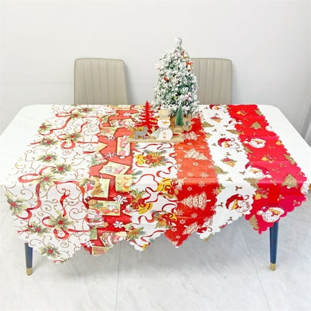 

Christmas Table Runner Santa Claus/Tree/Bells/Flower Print Rectangle Seasonal Heat Insulation Polyester Xmas Themed Prin