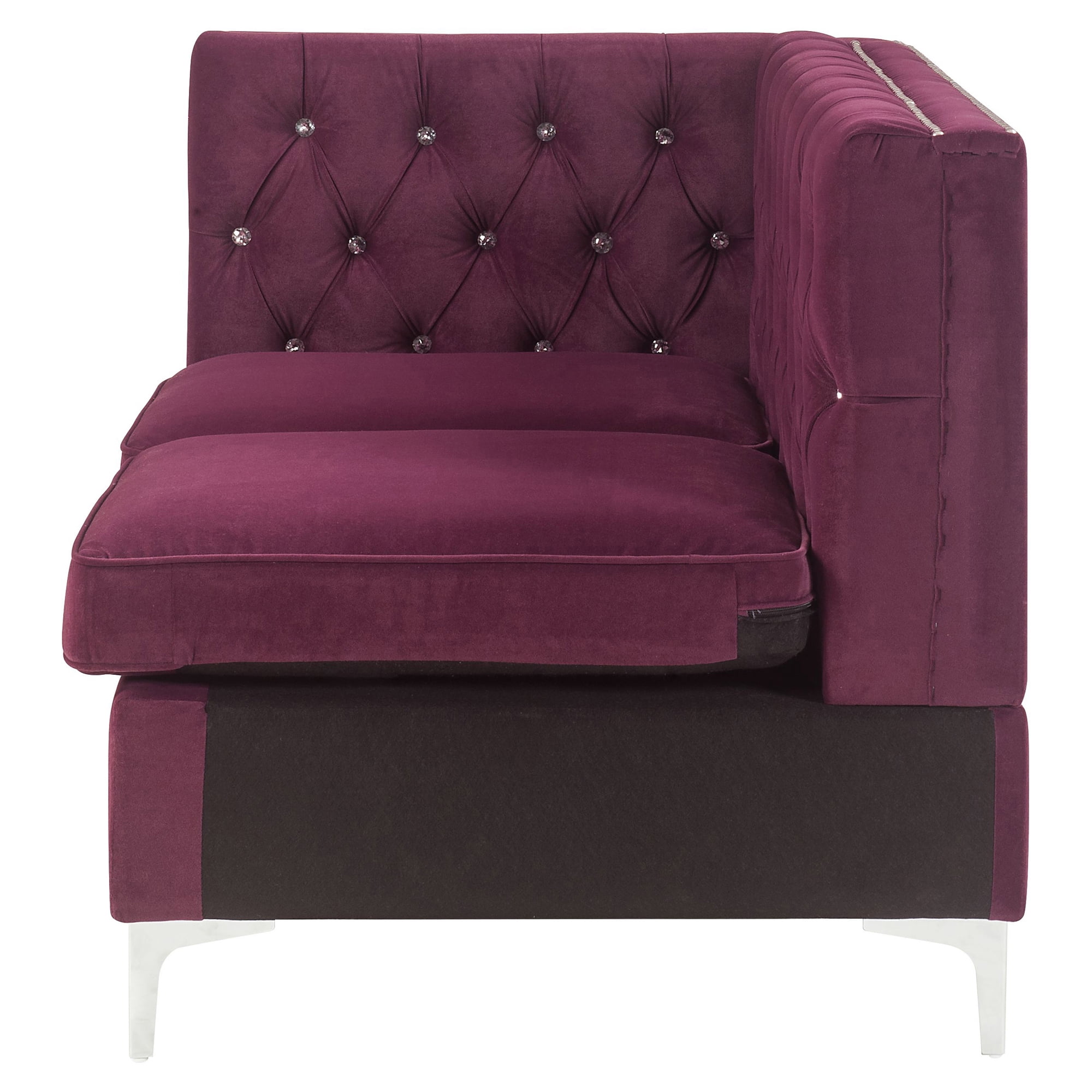 ACME Jaszira Armless Modular Loveseat with 2 Pillows in Burgundy