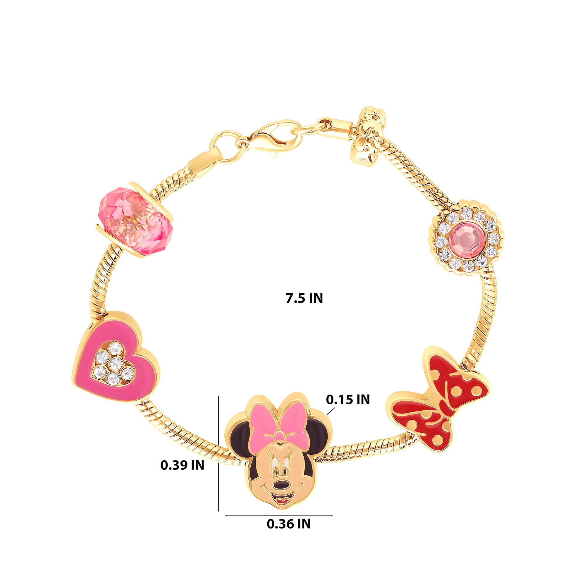 Disney Minnie Mouse Charm Bracelet with Heart Accents