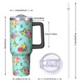 thumbnail image 2 of 40oz Pioneer Flower Floral Print Pattern Insulated Tumbler with Handle, BPA-Free Leak Proof Lid and Straws, Double Wall Vacuum, Hot 12h/Cold 34h, 2 of 6