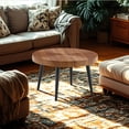 thumbnail image 3 of Roninkier Natural Wood Grain Texture Round Coffee Table - Diameter 23.6 Inches, Black Sprayed Metal Leg, 3 of 7