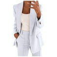 thumbnail image 4 of Jinhomg Womens Plus Size Work Suit Dressy Casual Blazer Jacket with Elastic Waist Pants 2 Piece Plain Solid Business Blazer Sets White XXL, 4 of 8