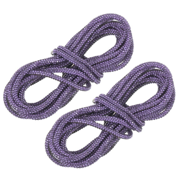 2Pack Rhinestone Shoe Lace, 63" Bling Glittered Ropes Drawstring Cords Replacement (Purple)