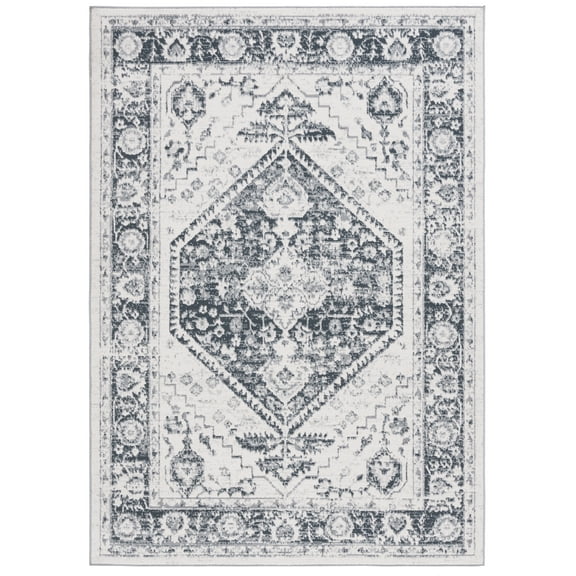 SAFAVIEH Odyssey Eddie Damask Area Rug, Ivory/Grey, 5'3" x 7'6"