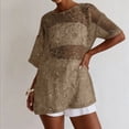 thumbnail image 5 of SSZMDLB Women Sequins T-Shirt Short Sleeve Round Neck Casual Basic Tee Holiday Party Tops Summer Fashion Outfits Workout Clothes, Brown L, 5 of 6