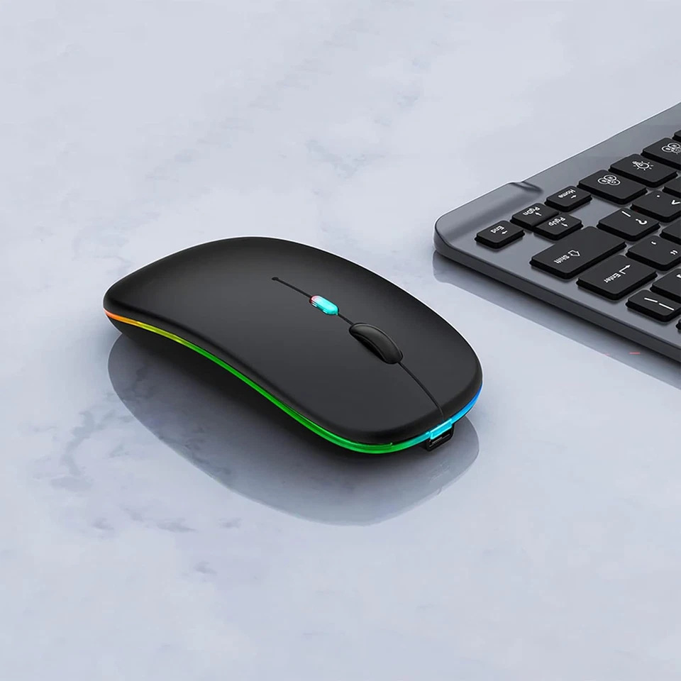 Wireless Bluetooth Mouse Rechargeable Led Silent Slim Laptop Mouse Portable(Blue