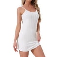thumbnail image 4 of INSPIRE CHIC Womens Nightgown Spaghetti Strap Sleeveless Ruffle Hem Sleep Dress Pointelle Lingerie Mini Nightshirt XS White, 4 of 6