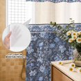 thumbnail image 3 of No Hook Shower Curtain, Navy Blue Floral Shower Curtains for Bathroom with See Through Top Window, Ethnic Tribe Abstract Art Flowers Waterproof & Washable Bath Curtain Narrow 54"x78", 3 of 9