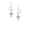 thumbnail image 2 of Delight Jewelry Silvertone Scroll Cross with Pink Crystal Open Heart French Earrings, 2 of 4