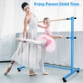 thumbnail image 4 of Gymax Portable 4FT Freestanding Double Dancing Ballet Barre Bar w/ 5 Adjustable Heights Blue, 4 of 10