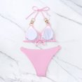 thumbnail image 5 of Staron Women's Bikini Swimsuit Set Push Up Padded Triangle Two Piece High Cut Bathing Suit for Beach Vacation Pool Party, Pink M, 5 of 7