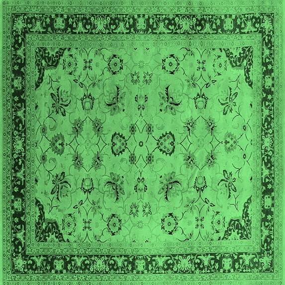 Ahgly Company Indoor Square Oriental Emerald Green Traditional Area Rugs, 3' Square