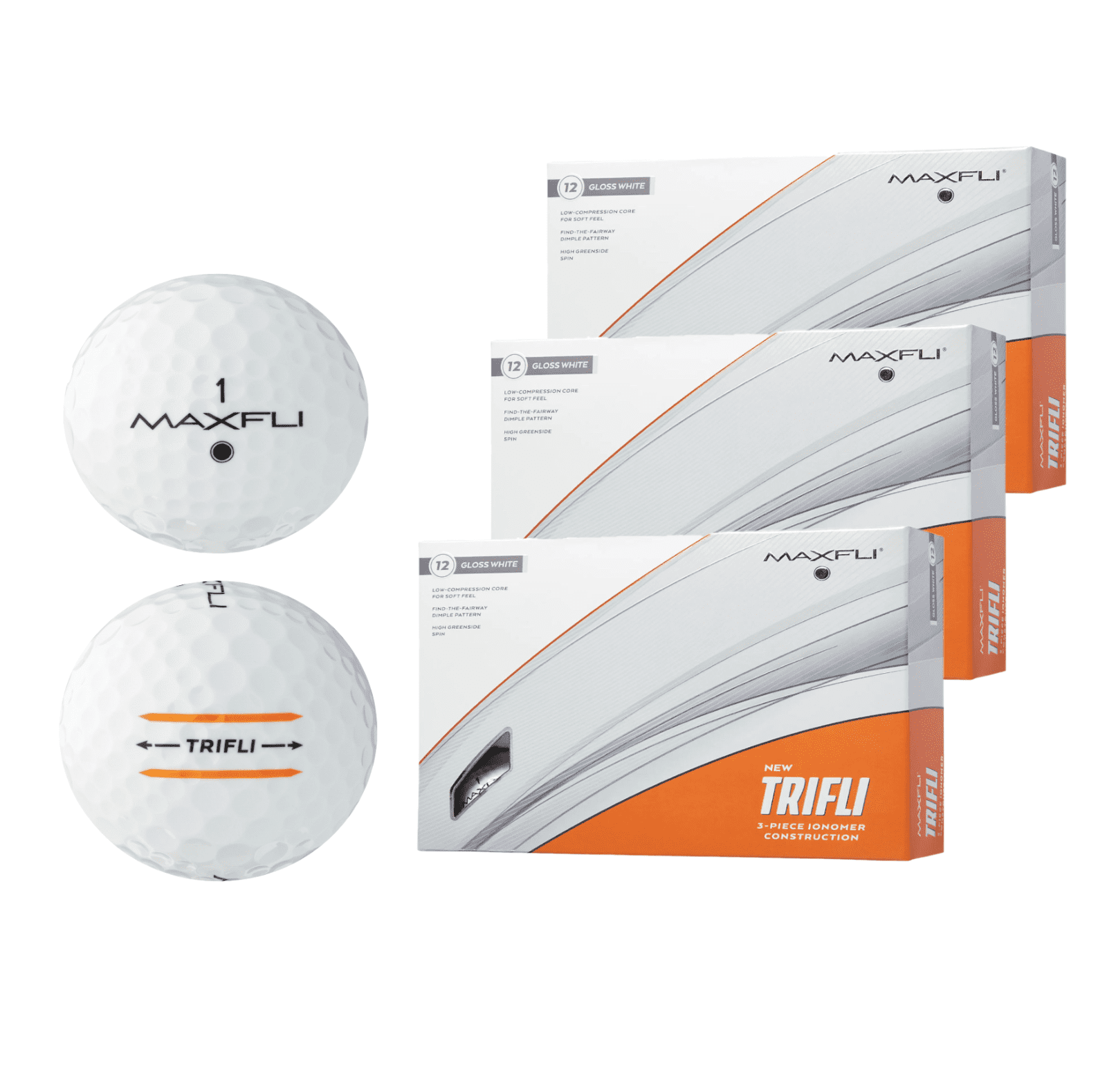 Maxfli 2023 TriFli GLOSS WHITE Golf Balls 3 Piece Ionomer Constraction