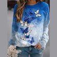 thumbnail image 2 of Moda mujer imprimir manga larga cómoda transpirable o-cuello camisa Tops Fridja ghj987+848, 2 of 8