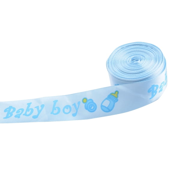 Falleo Clearance 25mm 10yard Baby Boy Printed Ribbon for DIY Baby Shower Decoration Gift Wrapping (Blue)