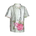 thumbnail image 2 of Uemuo Vintage Wood with Floral Printed Regular Fit Short Sleeve Casual Hawaiian Shirt for Men,Aloha shirt,Tropical shirt,Floral print shirt,Vacation Beach shirt-X-Large, 2 of 9