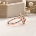thumbnail image 4 of 925 Sterling Silver 14K Rose Gold Pear Shape Created Aquamarine Cubic Zirconia Hollow Flower Engagement Ring, 4 of 5