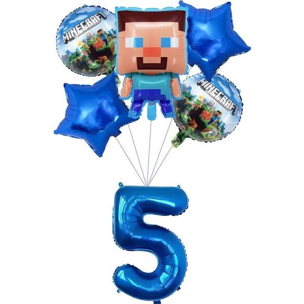 Miner Crafting-Juego de píxeles, suministros para fiestas, vasos y platos desechables, globo 3D, decoración de cumpleaños para niños, regalo para Baby Shower