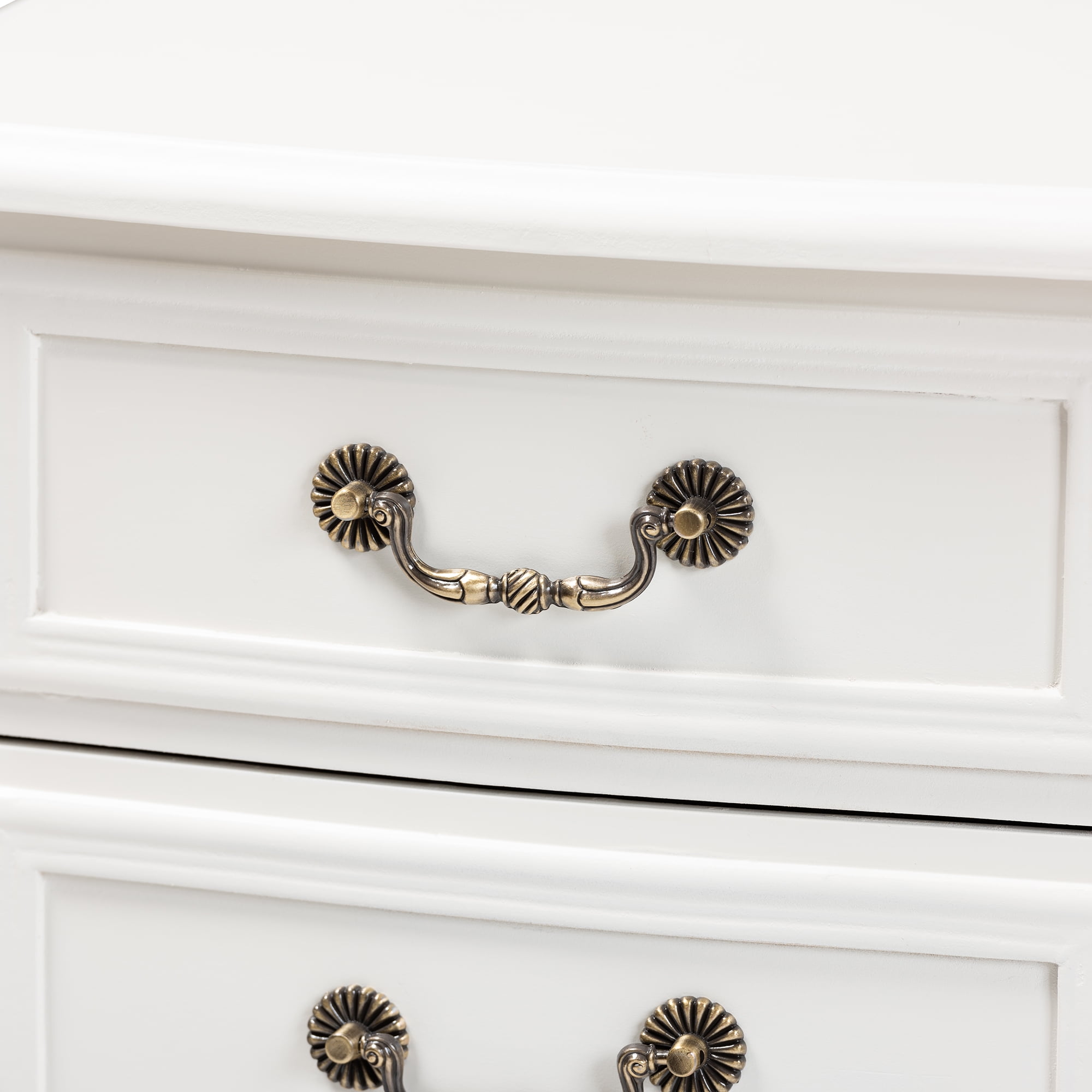 Baxton Studio Gabrielle Traditional French Country Provincial White-Finished 3-Drawer Wood End Table