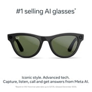Ray-Ban Meta (Gen 2), Skyler, Shiny Black, Green Lenses | Smart AI Glasses, Camera, Audio, Video
