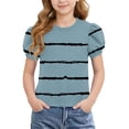 thumbnail image 2 of Zpanxa Girls' Basic Short Puff Sleeve Round Neck T-Shirt Summer Casual Graphic T-Shirt Light Blue B 14 Years, 2 of 8