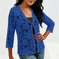 thumbnail image 6 of Lace Cardigans for Women Elegant 3/4 Sleeve Cardigans Lightweight Ladies Open Front Summer Cardigan Business Office Casual Bolero Shrug Womens Blouses for Dress Evening Party Wedding Daily Blue XXL, 6 of 7