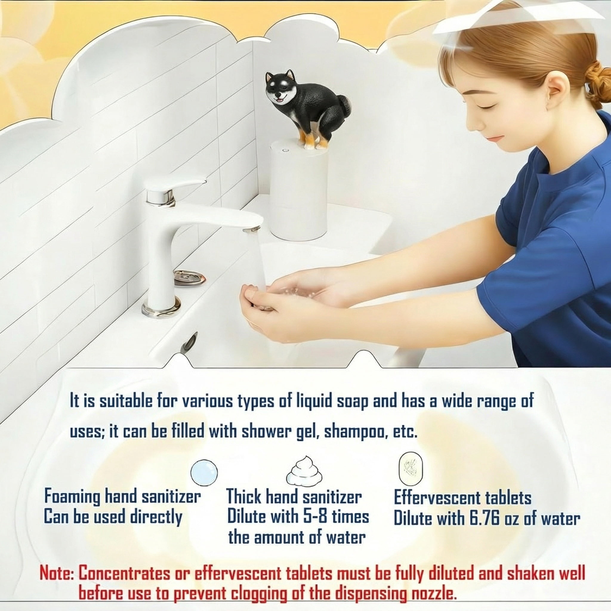Stxxno White Fun Animal Series Shiba Inu Pigeon Soap & Lotion Dispensers