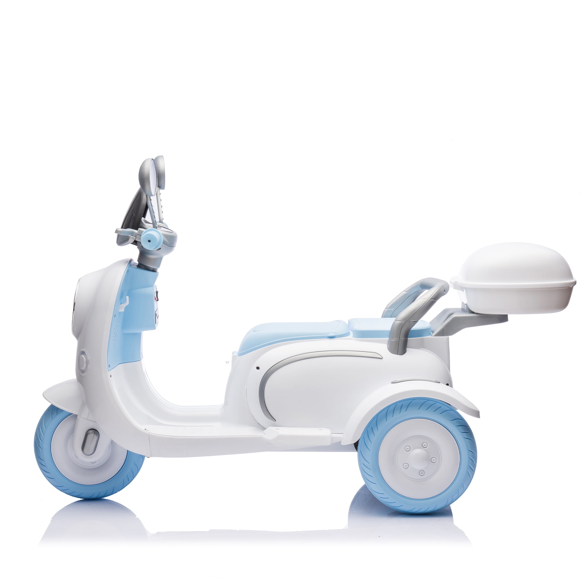 Urday 12V Kids Electric Motorcycle with Parent Seat, Dual 25W Motors 3-Wheeled Ride On Toy, Bluetooth Music, USB, High Weight Capacity 132 lbs, Beige