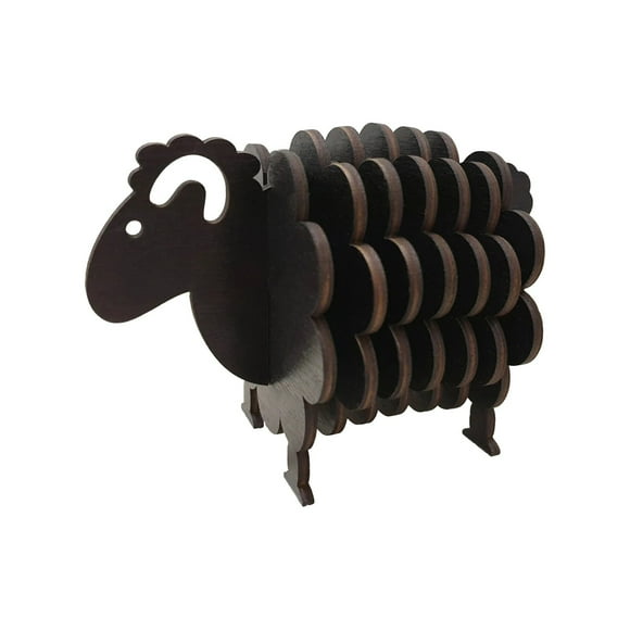 Placemat 2 for Dining Spaces with Wooden Sheep Shaped Table Pads and Holder – Suitable for Hot and Cold Dishes Small to Large Sizes Cute Kitchen Accessory