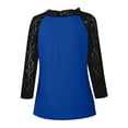 thumbnail image 5 of Tuphregyow Discount Womens Tops Deep V-Neck Color Block Oversized Lace Hollow Out Blouse T-Shirt Loose Tummy Hiding Long Sleeve Plus Size Tunic Top For Ladies Comfy Casual Blue XXL, 5 of 8