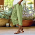 thumbnail image 2 of Stylish Olyvenn Womens Summer Capri Pants Wide Leg Elastic Waist Casual Business Pants Loose Work Lounge Trousers with Pockets Green XL, 2 of 7