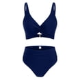 thumbnail image 4 of Women's High Waisted Bikini Sets Trendy 2026 Sexy Summer Beach Swim Suits V Neck Tummy Control Bathing Suit (Navy,S), 4 of 4