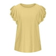 thumbnail image 5 of IROINNID Fashion Women's Ruffle Short Sleeve Summer Breathable Solid Color Casual Top Pullover T-shirt, 5 of 9