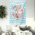 thumbnail image 3 of Vintage Tapestry, Nautical Anchor Marine Floral Roses Bouquet Wreath Antiqued Horizontal Stripes, Wall Hanging for Bedroom Living Room Dorm Decor, 60W X 80L Inches, Multicolor, by Ambesonne, 3 of 5