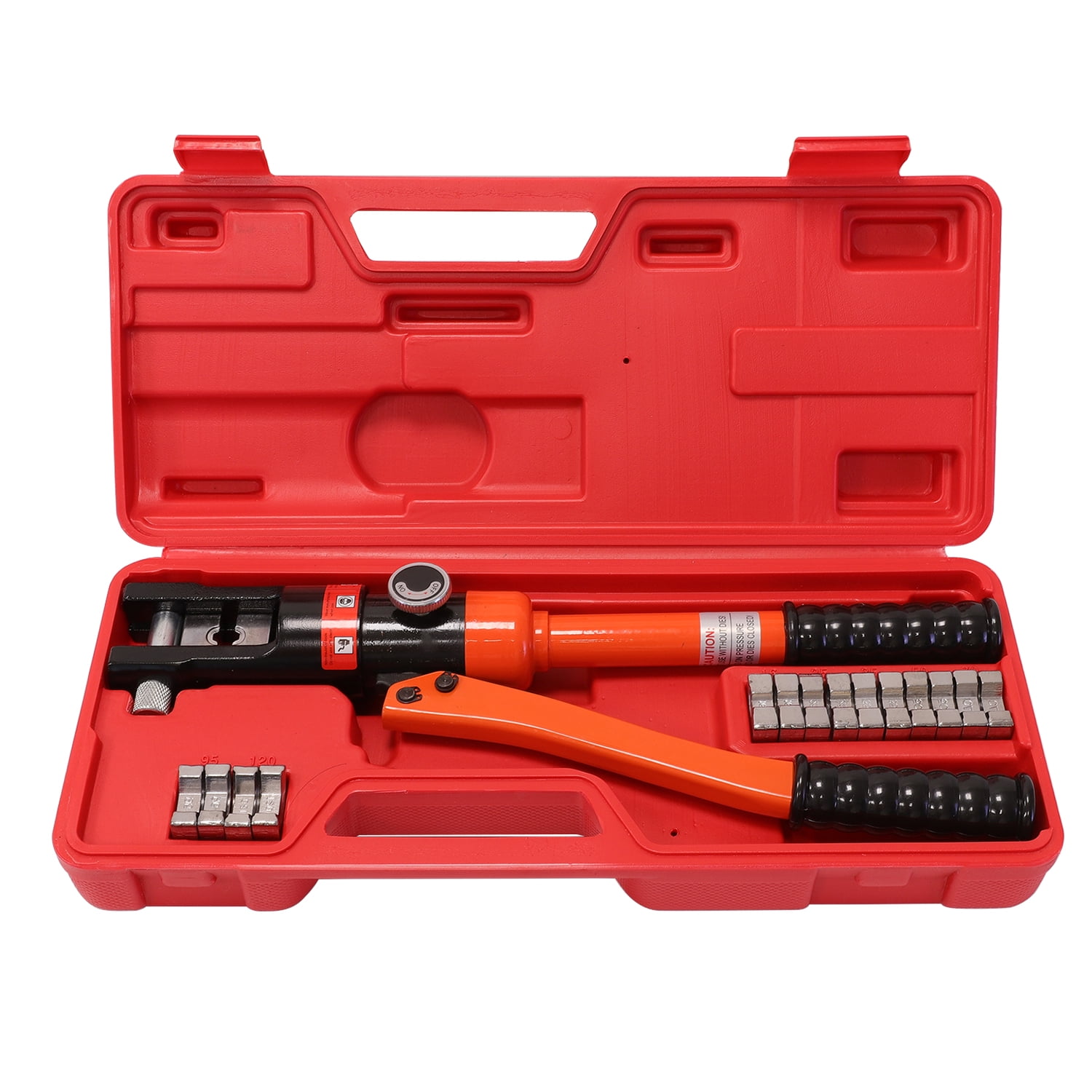 Hydraulic Wire Battery Cable Lug Terminal Crimper Crimping Tool, 9 Dies