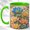 Green, variant on Lotus Floral Accent Mug, 11oz Ceramic Coffee Cup for Flower Lovers