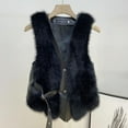 thumbnail image 2 of Elainilye Fashion Womens Faux-fur Vest Fall Winter Sleeveless Coat Zip Up Warm Jackets Outerwear With Pockets,Black, 2 of 3
