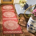 thumbnail image 2 of SAFAVIEH Beach House Lynette Medallion Indoor/Outdoor Runner Rug, Red/Creme, 2'2" x 12', 2 of 6
