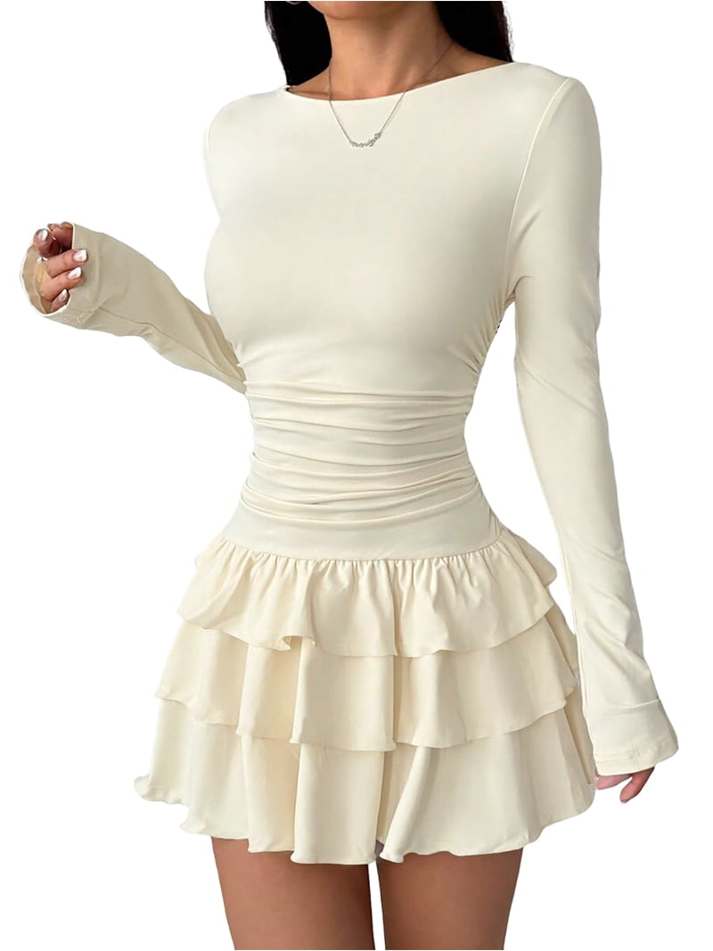 Female Long Sleeve Corset Mini Dress Ruffle Hem Short Party Club Dresses Color L - Walmart.com Female Long Sleeve Corset Mini Dress Ruffle Hem Short Party Club Dresses Color L - Walmart.com