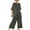 Army Green, variant on Womens Capris Jumpsuit Solid Color Short Sleeve Round Neck Top Long Pants Set