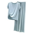 thumbnail image 2 of BONIXOOM Womens Christmas Pajamas Couples Christmas Pajamas Sleepwear None Short Sleeve Sleep Tops Solid Light Blue XXL, 2 of 3