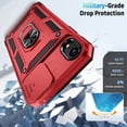 thumbnail image 4 of for iPhone XR Case with Camera Lens Cover, HD Screen Protector, 10 FT Military Grade Drop Protection, Magnetic Ring Holder Kickstand Protective Phone Case, Red, 4 of 12