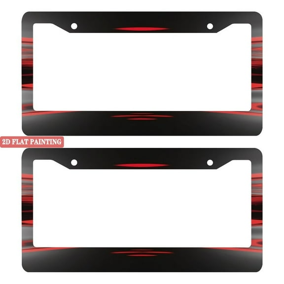 2PC Black and Red Abstract Pattern Car License Plate Frames with Mounting Hardware 6.3x12.2inch(16x31cm)