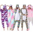 thumbnail image 2 of Conjuntos de pijamas de unicornio para mujer, ropa de dormir de franela con animales bonitos, camisón de Tigre y gato para invierno, 2 of 5