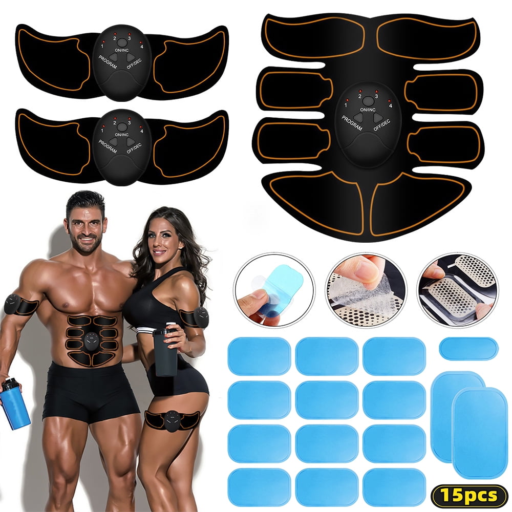 MDHAND Rechargeable EMS Abs Stimulator Ultimate Muscle Trainer Toner,  Electric Muscle Stimulation with Replacement Gel Pads 15 Pack for Arm and  Leg