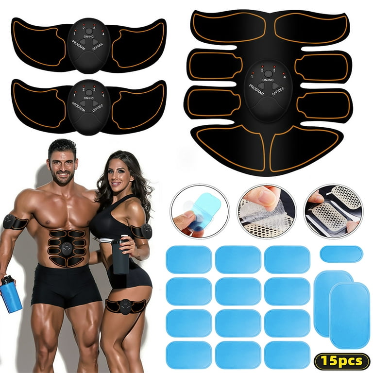 MDHAND Rechargeable EMS Abs Stimulator Ultimate Muscle Trainer Toner,  Electric Muscle Stimulation with Replacement Gel Pads 15 Pack for Arm and  Leg Trainer 