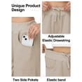 thumbnail image 6 of Pdbokew Women's High Waisted Wide Leg Pants Casual Pants with Adjustable Drawstring Waist Khaki M, 6 of 8