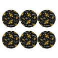 thumbnail image 2 of Disketp Hohey Bee Golden Embroidery Funny Coasters,6 Pcs Leather Coasters With Holder, Perfect Housewarming Hostess Gifts,Protect Furniture From Water Marks Scratch And Damage, 2 of 9