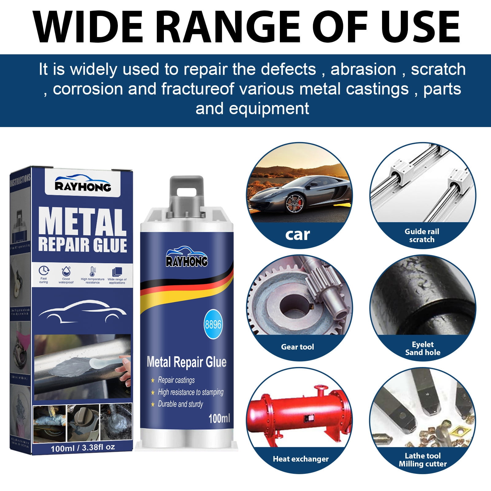 RuiJiao Metal Repair Glue, Foundry Glue - Grade Adhesive for Metal, Plastic,DIY Crafts, Quick Fix, Easy to Use