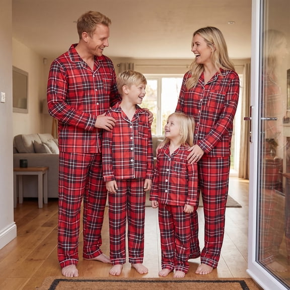 AIGUR Family Matching Christmas Pajama Set Matching Buffalo Plaid Pajamas for Family and Dog, Christmas Matching Family Sleepwear Outfits